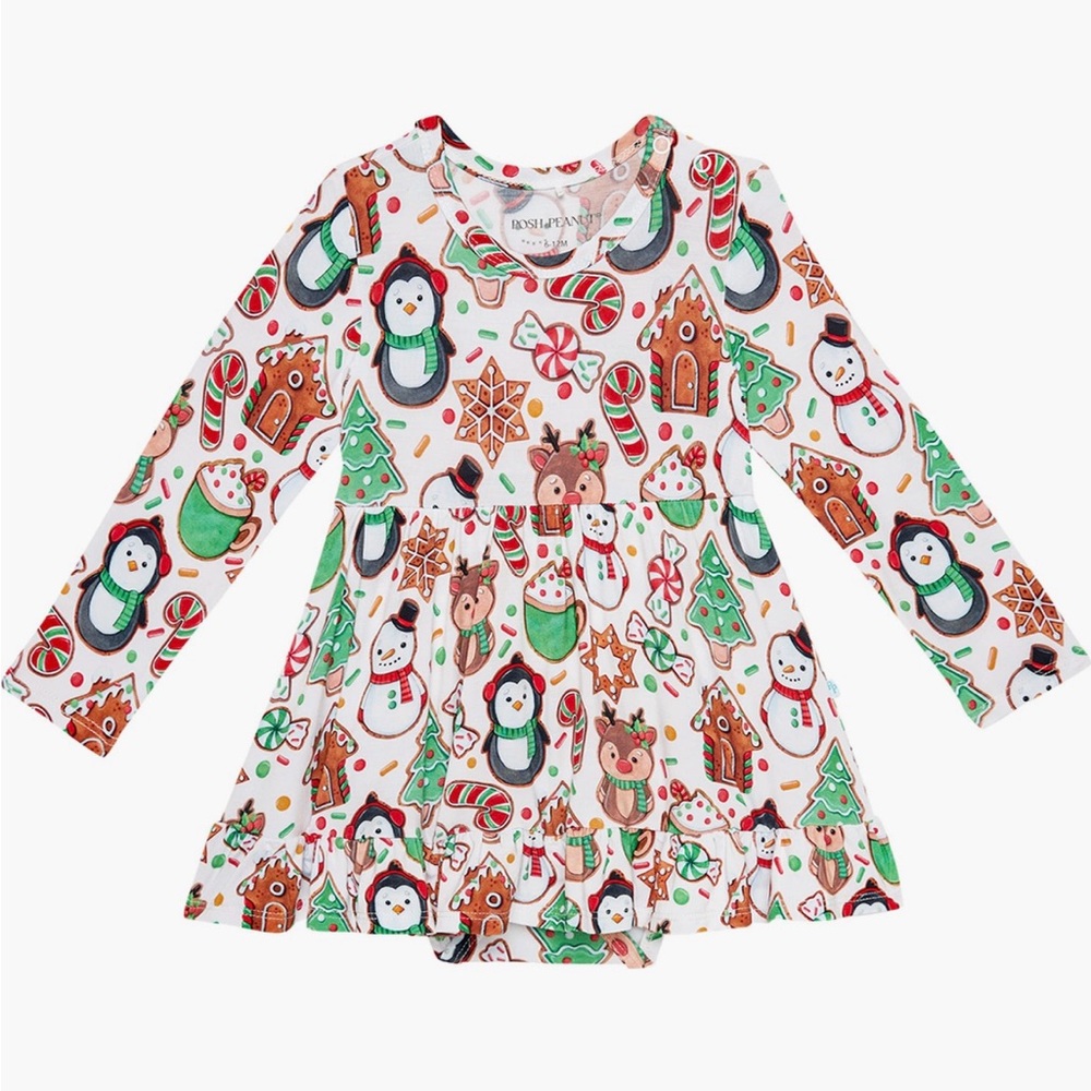 POSH PEANUT Cookie Medley Long Sleeve Skirted Bodysuit